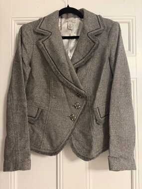 Cache Women's Gray Tweed Double-Button Blazer